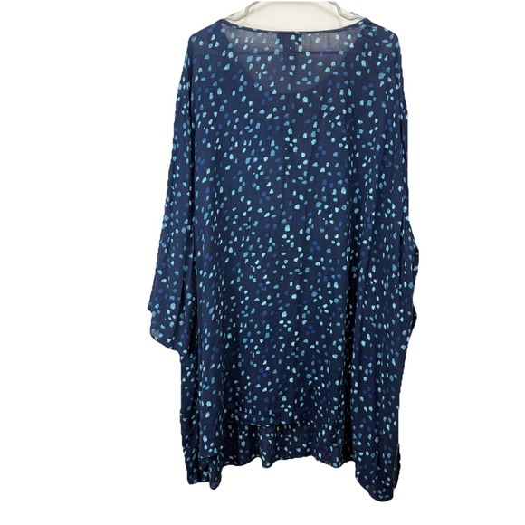 Catherines Navy Blue Confetti Embroidered Pullover Gauze Shirt Size 4X - Picture 5 of 9